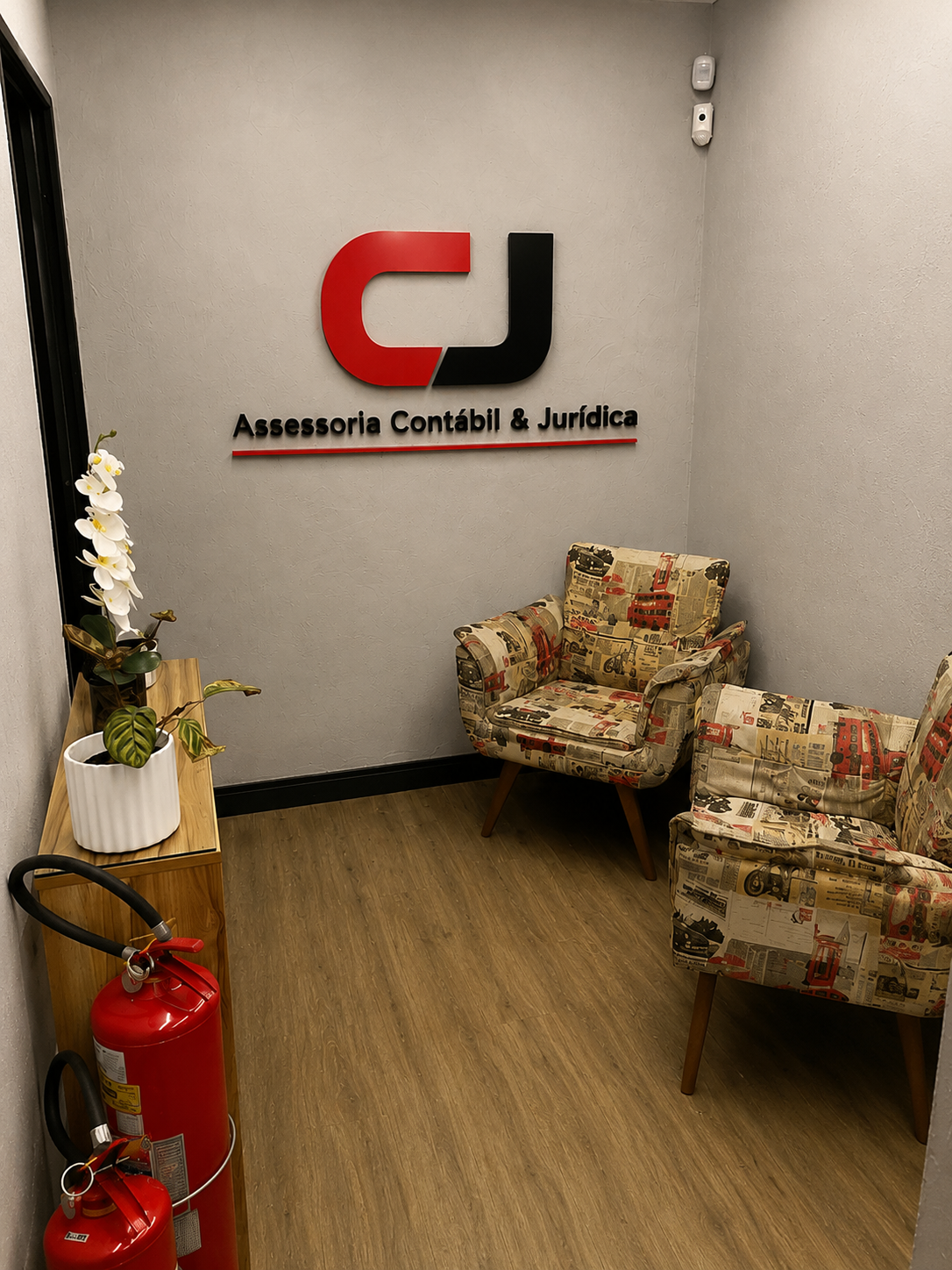 Sala de espera da CJ Assessoria Contábil e Jurídica em São Paulo